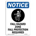 Signmission OSHA Sign, Fall Hazard Zone Fall With, 7in X 5in Decal, 5" W, 7" H, Portrait, OS-NS-D-57-V-12436 OS-NS-D-57-V-12436